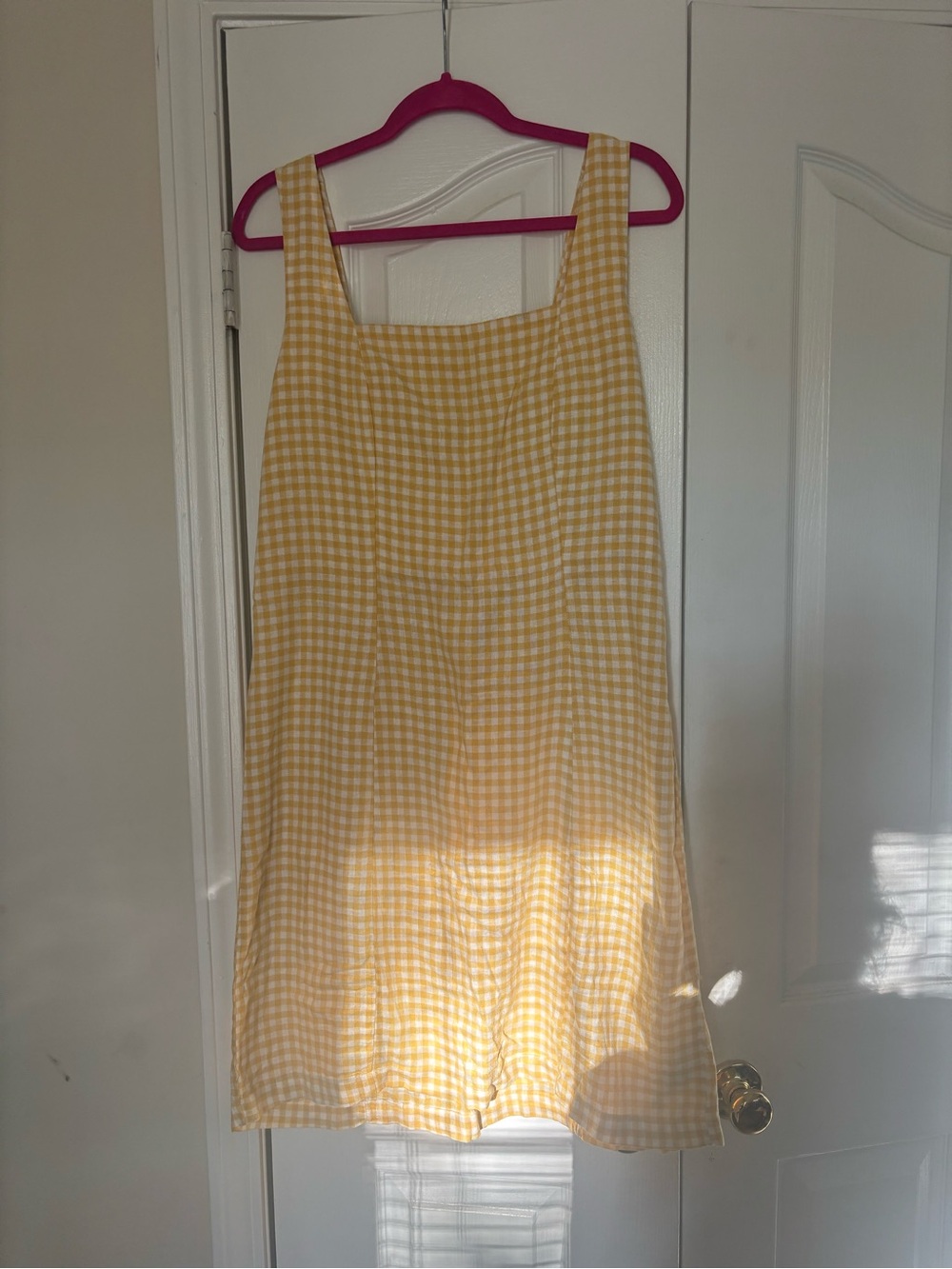 Old Navy Yellow Gingham Square-Strap Mini Dress